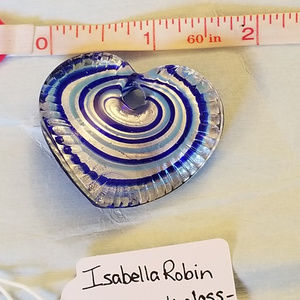 NWT Blue Silver Lampwork Glass Pendant